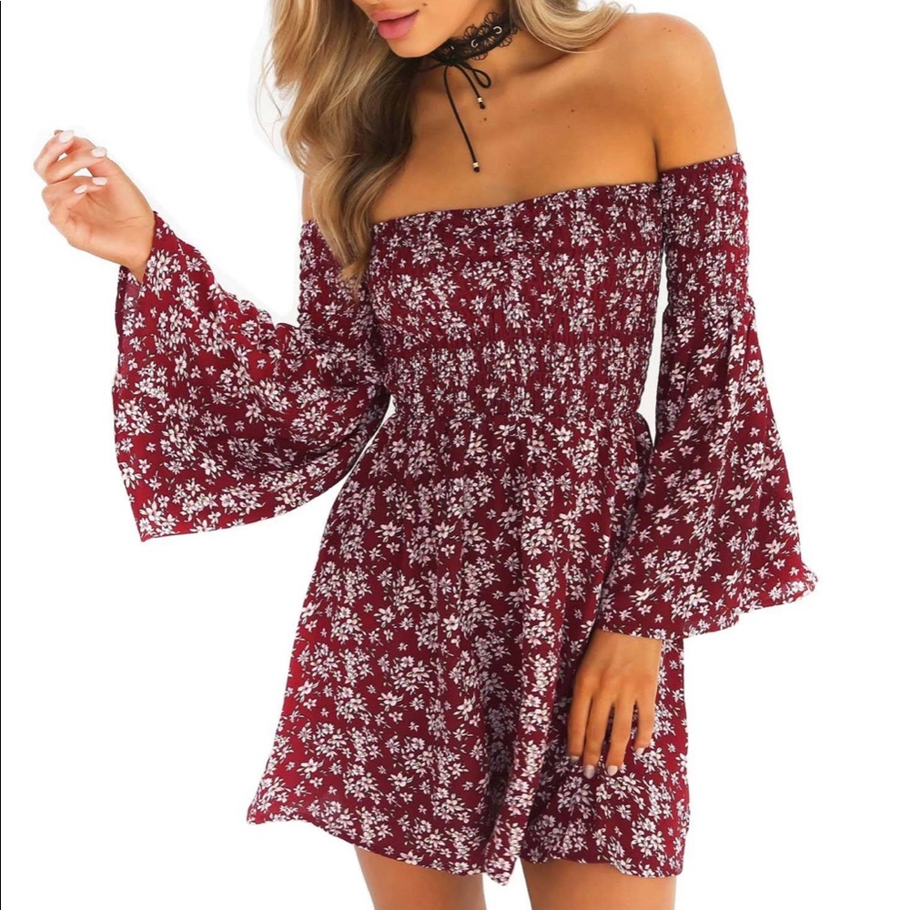 Earthbound burgundy off the shoulder dress size L